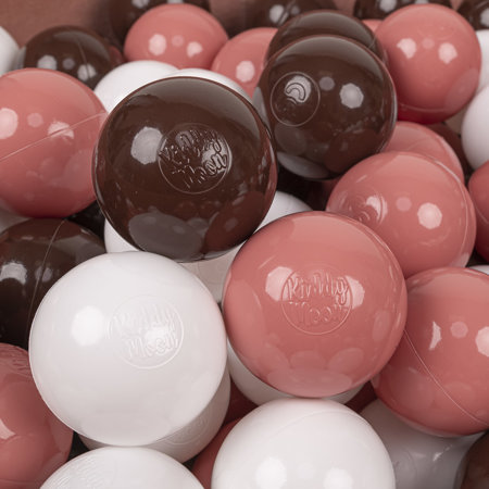 KiddyMoon Balles Colorées Plastique 7cm pour Piscine Enfant Bébé Fabriqué en EU, Saumon/ Brun/ Blanc