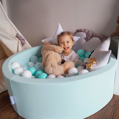 KiddyMoon Balles Colorées Plastique 7cm pour Piscine Enfant Bébé Fabriqué en EU, Turquoise Clair