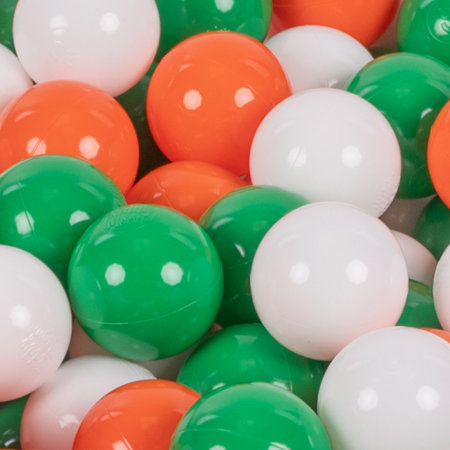 KiddyMoon Balles Colorées Plastique 7cm pour Piscine Enfant Bébé Fabriqué en EU, Vert/ Blanc/ Orange