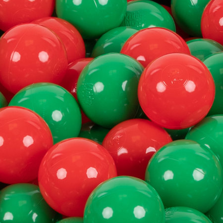 KiddyMoon Balles Colorées Plastique 7cm pour Piscine Enfant Bébé Fabriqué en EU, Vert/ Rouge
