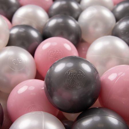 KiddyMoon Balles Colorées Plastique 7cm pour Piscine Enfant Bébé Fabriqué en, Perle/ Rose Poudré/ Argenté