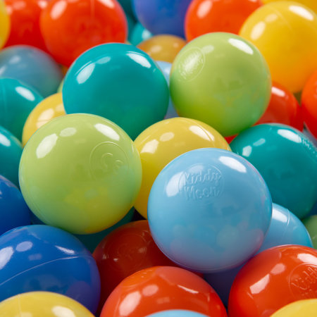 KiddyMoon Balles Colorées Plastique 7cm pour Piscine Enfant Bébé Fabriqué en, Vert Clair/ Orange/ Turquoise/ Bleu/ Babyblue/ Jaune