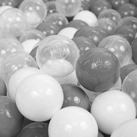 KiddyMoon Balles pour Piscine Colorées 6cm Plastique Enfant Bébé Fabriqué en EU, Blanc