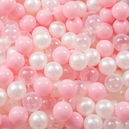 KiddyMoon Balles pour Piscine Colorées 6cm Plastique Enfant Bébé Fabriqué en EU, Rose Poudré/ Perle/ Transparent