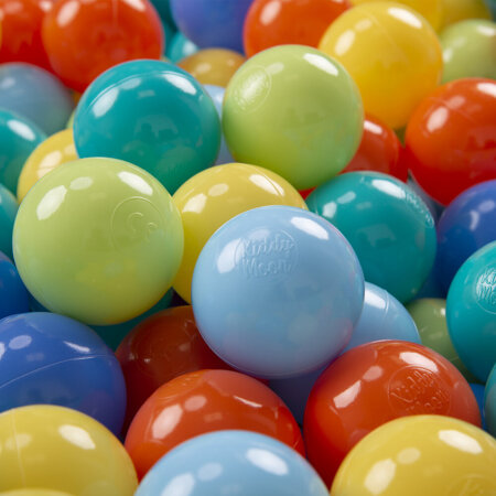 KiddyMoon Balles pour Piscine Colorées 6cm Plastique Enfant Bébé Fabriqué en, Vert/ Clair/ Orange/ Turquoise/ Bleu/ Babyblue/ Jaune