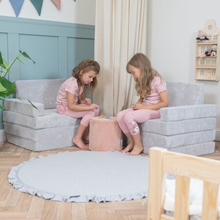 KiddyMoon Canapés Pliant pour Enfants Canapé-Lit Convertible Bébés-Canapé Lit Coucher Salle de Jeux Pliable Matelas au Sol Mini-Canapé Chaise-Lit, Gris Clair