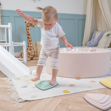 KiddyMoon Pierres De Rivière Pour Enfants Pierres D'équilibre Jeu Sensoriel Motricité L'équilibre Coordination Force Parcours D'obstacles, Multicolore