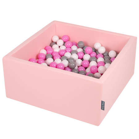 KiddyMoon Piscine à Balles 7Cm pour Bébé Carré Fabriqué En UE, Rose: Gris/ Blanc/ Rose