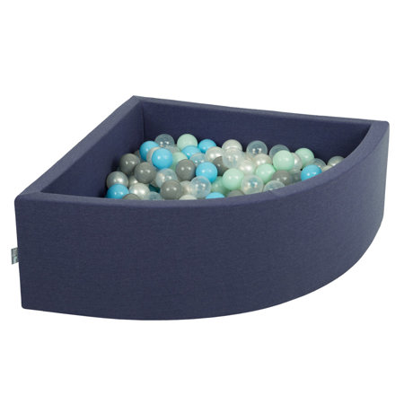 KiddyMoon Piscine à Balles 7Cm pour Bébé Quart Angulaire Fabriqué En UE, Bleu Foncé:  Perle/ Gris/ Transparent/ Babyblue/ Menthe
