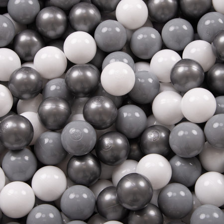 KiddyMoon Piscine à Balles 7Cm pour Bébé Quart Angulaire Fabriqué En UE, Noir:  Blanc/ Gris/ Argenté