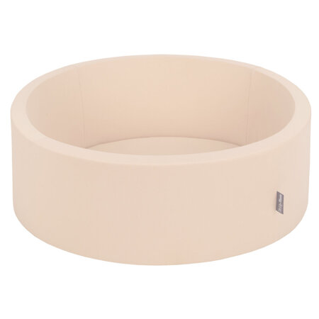 KiddyMoon Piscine à Balles 7Cm pour Bébé Rond Fabriqué En UE, Beige:  Beige Pastel/ Bleu Pastel/ Blanc