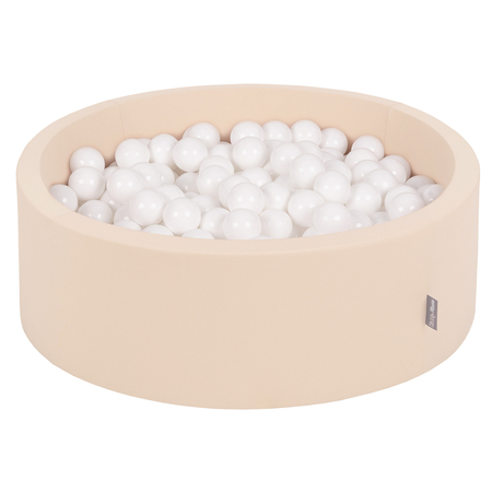 KiddyMoon Piscine à Balles 7Cm pour Bébé Rond Fabriqué En UE, Beige:  Blanc