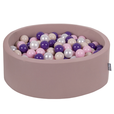 KiddyMoon Piscine à Balles 7Cm pour Bébé Rond Fabriqué En UE, Béruée:  Beige Pastel/ Rose Poudre/ Perle/ Violet