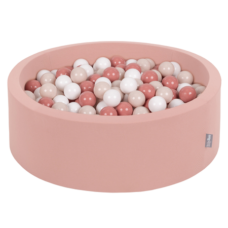 KiddyMoon Piscine à Balles 7Cm pour Bébé Rond Fabriqué En UE, Cannelle :  Beige Pastel/ Saumon/ Blanc