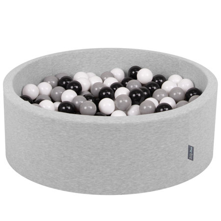 KiddyMoon Piscine à Balles 7Cm pour Bébé Rond Fabriqué En UE, Gris Clair:  Blanc/ Noir/ Gris