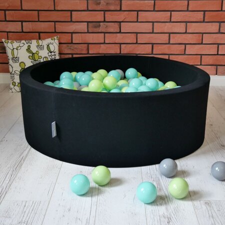 KiddyMoon Piscine à Balles 7Cm pour Bébé Rond Fabriqué En UE, Noir:  Vert Clair/ Turquoise Clair/ Gris