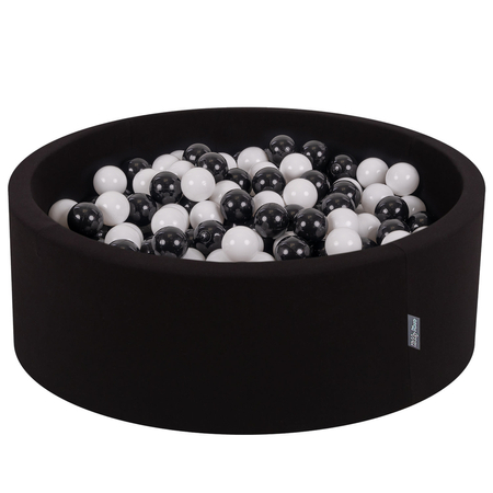 KiddyMoon Piscine à Balles 7Cm pour Bébé Rond Fabriqué En UE, Panda:  Noir/ Blanc