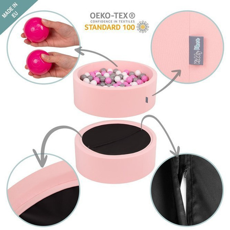 KiddyMoon Piscine à Balles 7Cm pour Bébé Rond Fabriqué En UE, Rose: Rose Poudré/ Perle/ Transparent