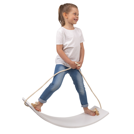 KiddyMoon Planche D'équilibre Corde pour Enfants Planche À Balancer BB-004, Blanc