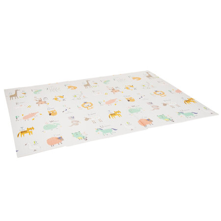 KiddyMoon Tapis de Jeu pour Enfant Bébé Tapis Mousse Tapis de Sol Tapis d'éveilBebe Reversible Stimulation De L'Imagination Pliable Pour L'Intérieur Et L'Extérieur, Beige-Rayures