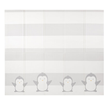 KiddyMoon Tapis de Jeu pour Enfant Bébé Tapis Mousse Tapis de Sol Tapis d'éveilBebe Reversible Stimulation De L'Imagination Pliable Pour L'Intérieur Et L'Extérieur, Blanc-Pingouin