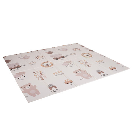 KiddyMoon Tapis de Jeu pour Enfant Bébé Tapis Mousse Tapis de Sol Tapis d'éveilBebe Reversible Stimulation De L'Imagination Pliable Pour L'Intérieur Et L'Extérieur, Brun-Éléphant