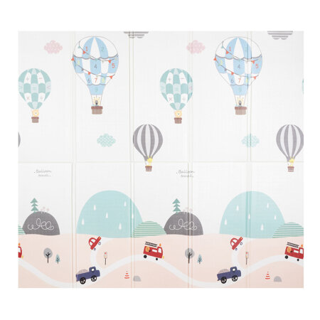 KiddyMoon Tapis de Jeu pour Enfant Bébé Tapis Mousse Tapis de Sol Tapis d'éveilBebe Reversible Stimulation De L'Imagination Pliable Pour L'Intérieur Et L'Extérieur, Gris-Ballons