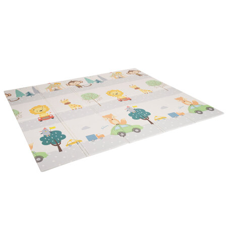 KiddyMoon Tapis de Jeu pour Enfant Bébé Tapis Mousse Tapis de Sol Tapis d'éveilBebe Reversible Stimulation De L'Imagination Pliable Pour L'Intérieur Et L'Extérieur, Orange-Cirque