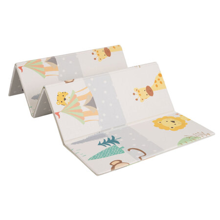 KiddyMoon Tapis de Jeu pour Enfant Bébé Tapis Mousse Tapis de Sol Tapis d'éveilBebe Reversible Stimulation De L'Imagination Pliable Pour L'Intérieur Et L'Extérieur, Orange-Cirque