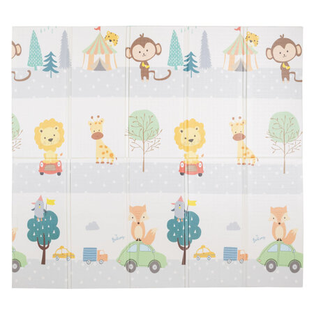 KiddyMoon Tapis de Jeu pour Enfant Bébé Tapis Mousse Tapis de Sol Tapis d'éveilBebe Reversible Stimulation De L'Imagination Pliable Pour L'Intérieur Et L'Extérieur, Orange-Cirque