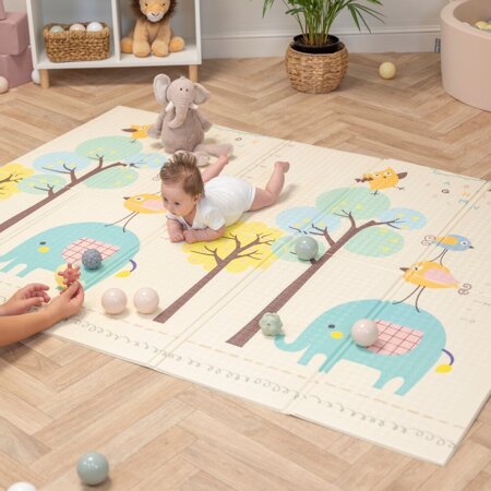 KiddyMoon Tapis de Jeu pour Enfant Bébé Tapis Mousse Tapis de Sol Tapis d'éveilBebe Reversible Stimulation De L'Imagination Pliable Pour L'Intérieur Et L'Extérieur, Vert-Forêt