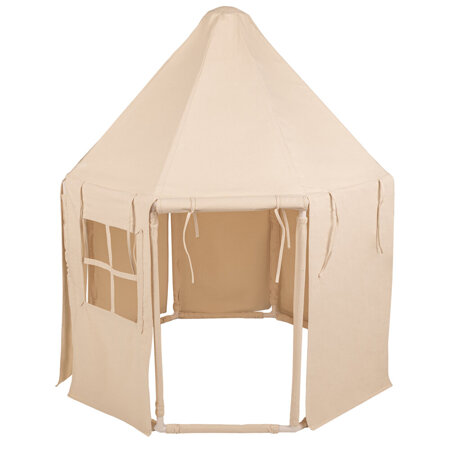 KiddyMoon Tente de Jeu Maison Pour Enfants En Forme De Pavillon De Jeu Pliable Tente Pop-Up Espace De Jeu Spacieux Et Confortable En Intérieur Et Extérieur, Naturel