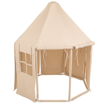 KiddyMoon Tente de Jeu Maison Pour Enfants En Forme De Pavillon De Jeu Pliable Tente Pop-Up Espace De Jeu Spacieux Et Confortable En Intérieur Et Extérieur, Naturel