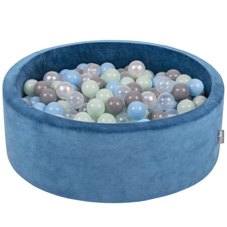 KiddyMoon Velours Piscine à Balles 7Cm pour Bébé Rond Fabriqué en, Bleu Lagune:  Perle/ Gris/ Transparent/ Rose Poudré/ Menthe