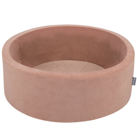 KiddyMoon Velours Piscine à Balles 7Cm pour Bébé Rond Fabriqué en EU, Rose Des Sables:  Beige Pastel/ Blanc/ Perle