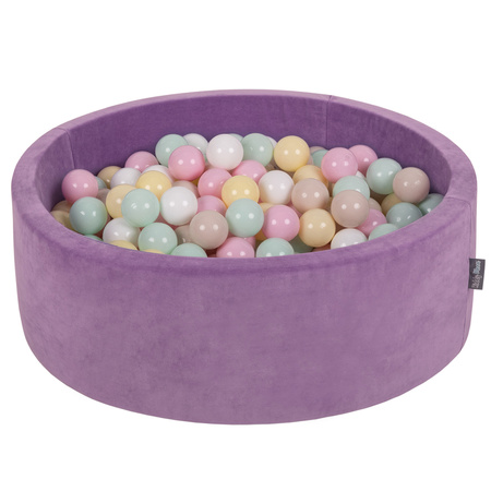 KiddyMoon Velours Piscine à Balles 7Cm pour Bébé Rond Fabriqué en EU, Violet Lavande:  Beige Pastel/ Jaune Pastel/ Blanc/ Menthe/ Rose Poudré