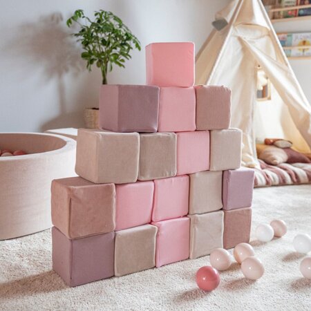 KiddyMoon blocs mous pour bébé cubes de construction en mousse, Cubes:  Bruyère-Rose