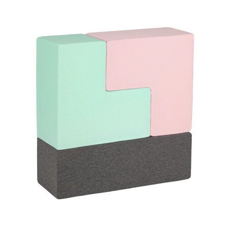 KiddyMoon blocs mous pour bébé cubes de construction en mousse, Mix:  Gris Clair/ Girs Foncé/ Rose/ Menthe