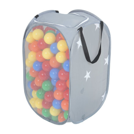KiddyMoon panier de balles sac en maille balles plastiques pour les enfants, Gris:  Jaune/ Vert/ Bleu/ Rouge/ Orange