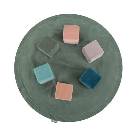 KiddyMoon tapis d'éveil sac à jouets 2en1 pour enfants, Vert Forêt:  Turquoise Foncé/ Beige Pastel/ Blanc/ Menthe