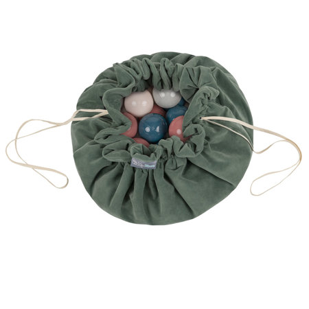 KiddyMoon tapis d'éveil sac à jouets 2en1 pour enfants, Vert Forêt:  Turquoise Foncé/ Beige Pastel/ Vert-Gris/ Saumon