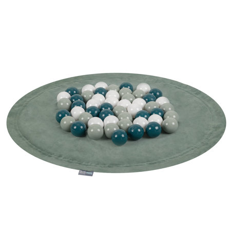 KiddyMoon tapis d'éveil sac à jouets 2en1 pour enfants, Vert Forêt:  Turquoise Foncé/ Vert-Gris/ Blanc