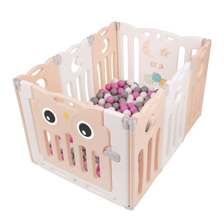 Parc Bébé Pliable avec Balles Colorées Pour Enfants, Blanc-Rose: Blanc/ Gris/ Rose