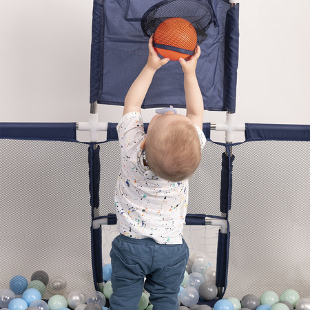 Parc Bébé avec Balles Plastiques Aire De Jeu Pliable Basket Football, Bleu Foncé: Perle/ Gris/ Transparent/ Rose Poudré