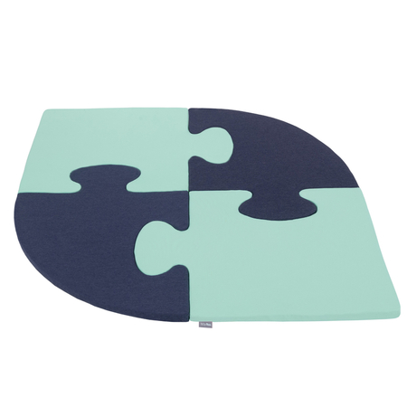 Puzzle en mousse doux tapis de motricité pour enfants tapis d'éveil pour bébé 4 éléments KiddyMoon, Bleu Foncé/ Menthe 