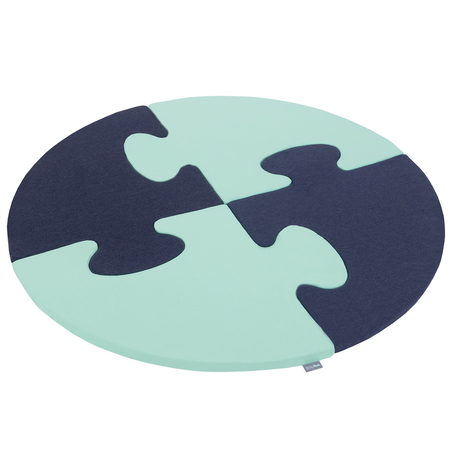 Puzzle en mousse doux tapis de motricité pour enfants tapis d'éveil pour bébé 4 éléments KiddyMoon, Bleu Foncé/Menthe 