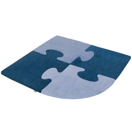 Puzzle en mousse doux tapis de motricité pour enfants tapis d'éveil pour bébé 4 éléments KiddyMoon, Bleu Lagune/Bleu Glacier 