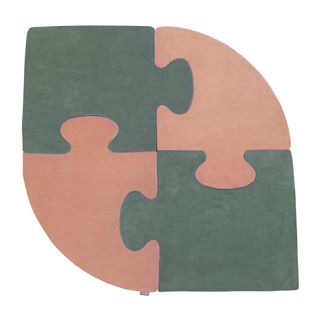 Puzzle en mousse doux tapis de motricité pour enfants tapis d'éveil pour bébé 4 éléments KiddyMoon, Rose De Sables/ Vert Forêt