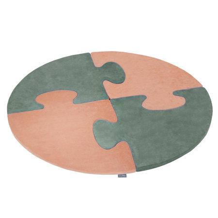 Puzzle en mousse doux tapis de motricité pour enfants tapis d'éveil pour bébé 4 éléments KiddyMoon, Rose De Sables/Vert Forêt