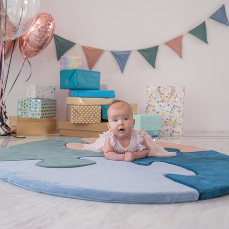 Puzzle en mousse doux tapis de motricité pour enfants tapis d'éveil pour bébé 4 éléments KiddyMoon, Rose De Sables/Vert Forêt/Bleu Lagune/Bleu Glacier 